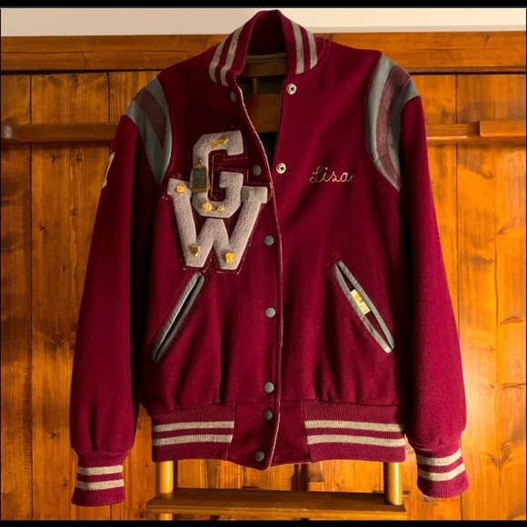 Jackets & Blazers - GWHS MAROONS VARSITY JACKET WITH LETTER,  1977 , SIZE 36 (SMALL UNISEX)